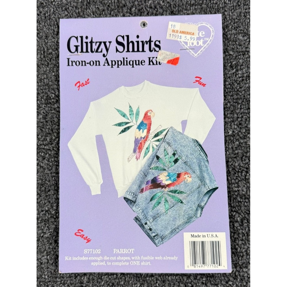 Iron-On applique Kit 77102 Parrot Made in‎ USA Cute Glitzy Shirts DIY Crafts